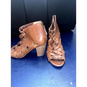 Womens Size 9.5 Zodiac Heels Gladiator Shoes Brown Leather Wood
